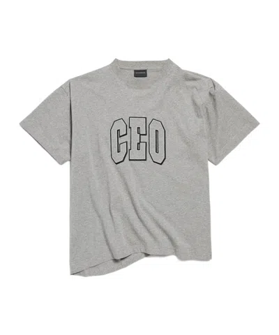 Balenciaga Ceo Team Logo Boxy T-shirt In Heather Grey