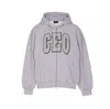 Balenciaga Hooded Cotton Sweatshirt With Kangaroo Pocket In Gray