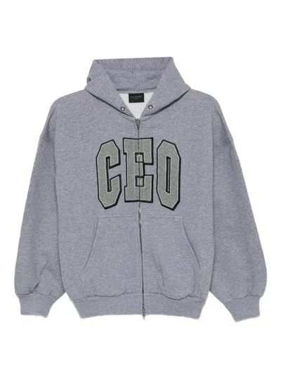 Balenciaga Ceo Zip-up Hoodie In Gray