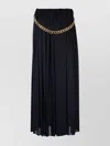 Balenciaga Black Long Pleaded Skirt With Belt In Tech Fabric Woman In Black