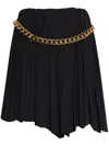 Balenciaga Women Black Long Pleaded Skirt With Belt In Tech Fabric Woman In Black