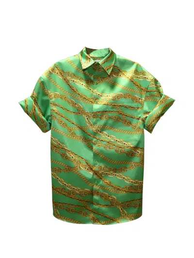 Pre-owned Balenciaga Chain-printed Shirt In Green