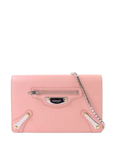 Pre-owned Balenciaga Chain-link Leather Shoulder Bag In Pink