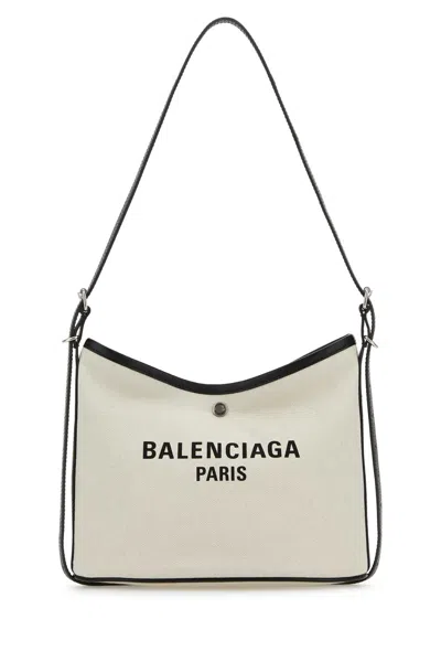 Balenciaga Chalk Canvas Biarri Crossbody Bag