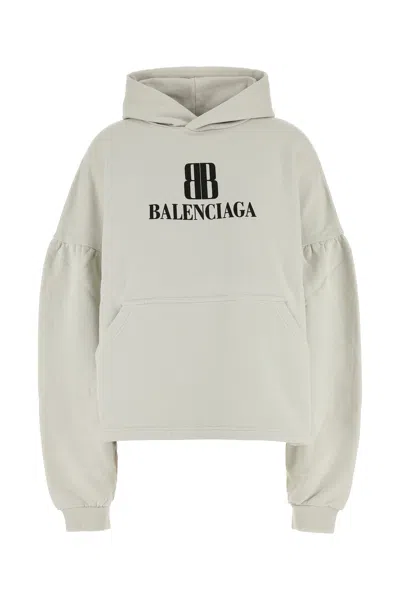 Balenciaga Chalk Cotton Oversize Sweatshirt In Silver