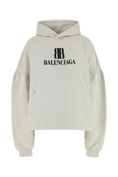 Balenciaga Chalk Cotton Oversize Sweatshirt In Brown