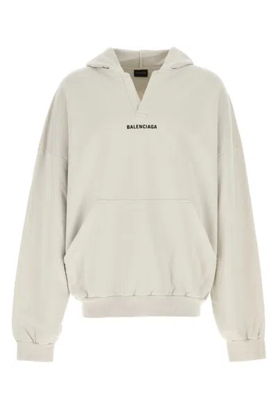 Balenciaga Chalk Cotton Sweatshirt In Neutral