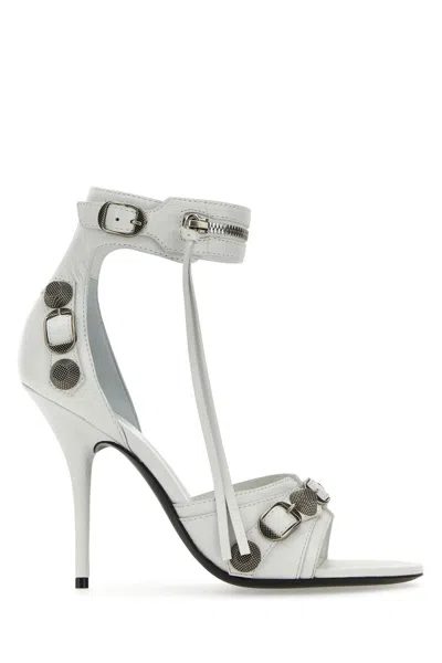 BALENCIAGA CHALK LEATHER CAGOLE SANDALS