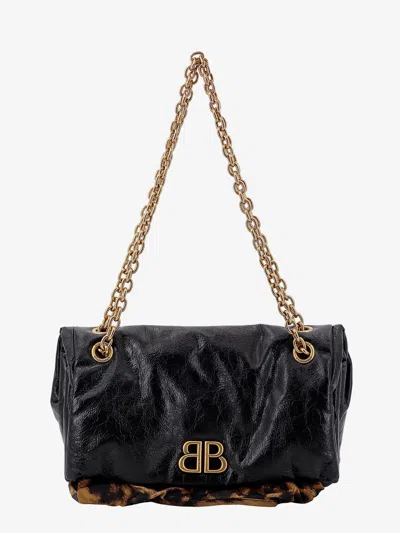 Balenciaga Changeable Leather Shoulder Bag With Animalier Insert In Black