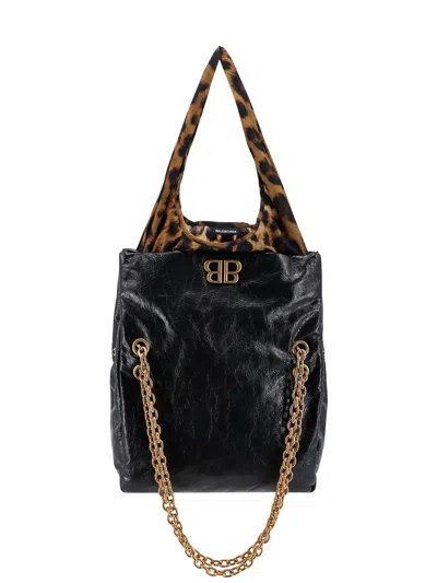 Balenciaga Changeable Leather Shoulder Bag With Animalier Insert In Black
