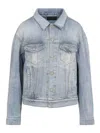 Balenciaga Standing Collar Jacket In Blue