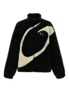 Balenciaga Oversized Fleece Texture High Neck Jacket In Black