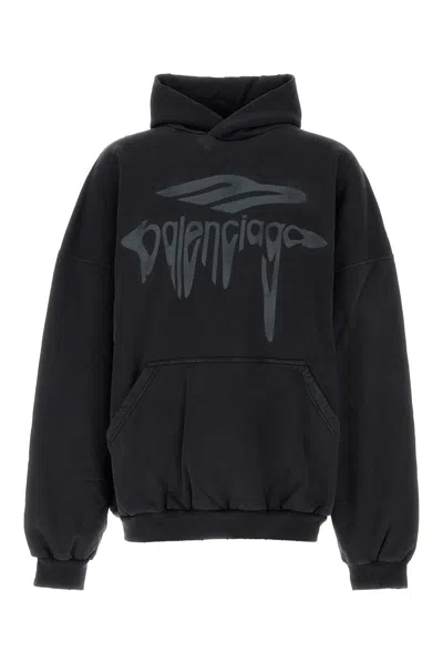 Balenciaga Charcoal Cotton Sweatshirt In Grey