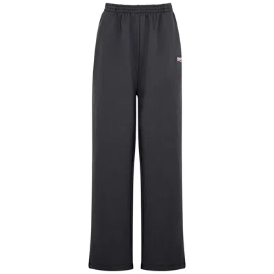 Balenciaga Charcoal Logo Cotton Sweatpants In Dark Grey
