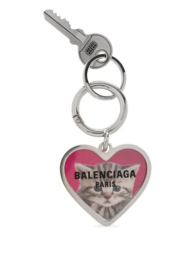 Balenciaga Charm-detail Keyring In Silver