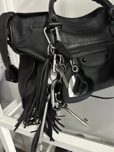 Pre-owned Balenciaga Charm Mirror Heart In Black