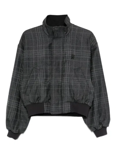 Balenciaga Check Bomber Jacket In Gray