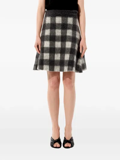Balenciaga Check Brushed-finish Skirt In Black