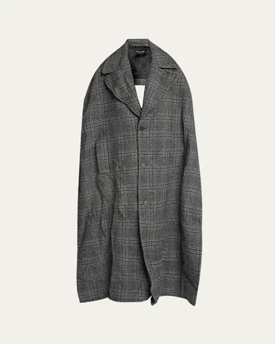 Balenciaga Check Coat Stole In Gray
