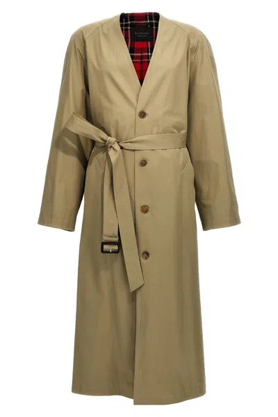 BALENCIAGA BALENCIAGA CHECK LINING OVERSIZE TRENCH COAT