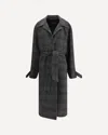 Balenciaga One Layer Checked Belted Coat In Gray