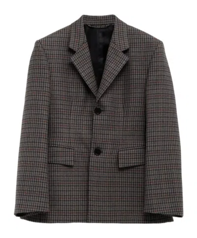 Balenciaga Check-pattern Blazer In Black
