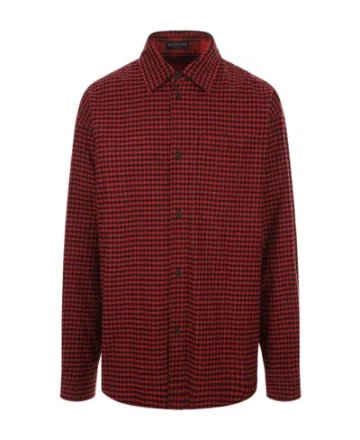 Balenciaga Check-pattern Long-sleeve Shirt In Brown