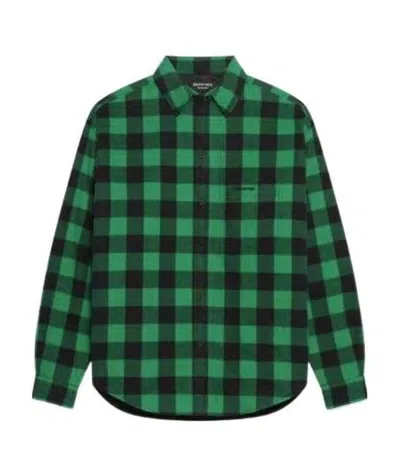 Balenciaga Check-print Cotton Shirt In Green