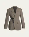 Balenciaga Tailored Wrap Jacket With Checkered Design For Women In Brown
