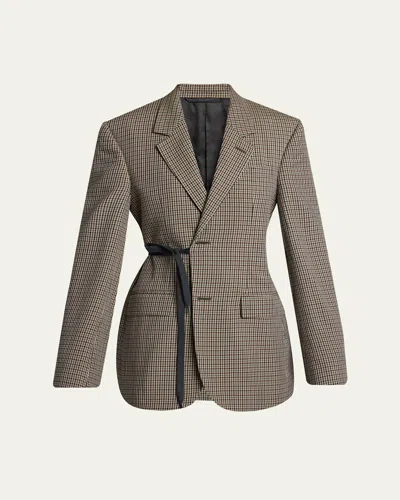 Balenciaga Tailored Wrap Jacket With Checkered Design For Women In Green