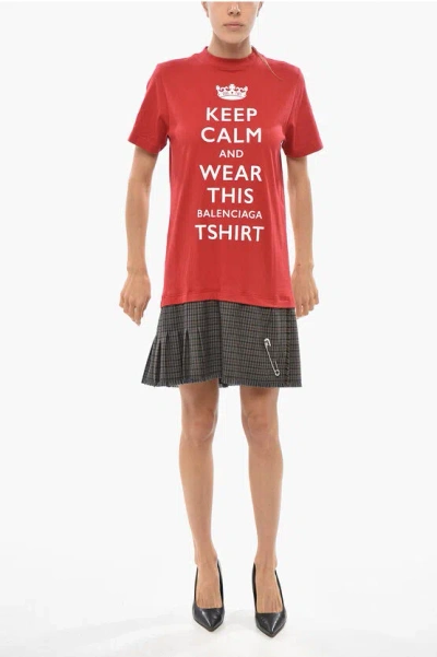 BALENCIAGA CHECKED ACCORDION SKIRT KEEP CALM TEE DRESS