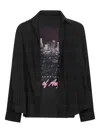Balenciaga Layered Distressed Long Sleeve Graphic Shirt In Black