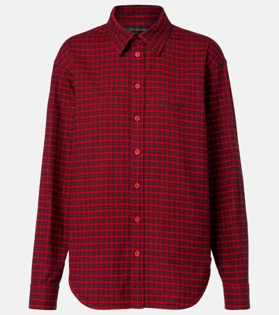 Balenciaga Checked Cotton Shirt In Red