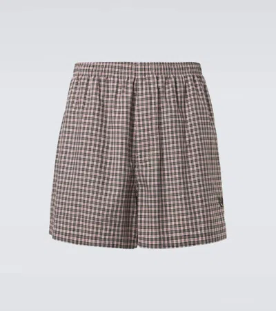 Balenciaga Checked Cotton Shorts In Beige