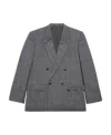 Balenciaga Checked Double-breasted Blazer In Gray
