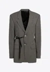 Balenciaga Tailored Wrap Jacket With Checkered Design For Women In Gray
