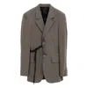 Balenciaga Tailored Wrap Jacket With Checkered Design For Women In Brown