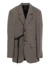 Balenciaga Tailored Wrap Jacket With Checkered Design For Women In Gray