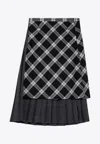 Balenciaga Checked Wool Skirt In Black