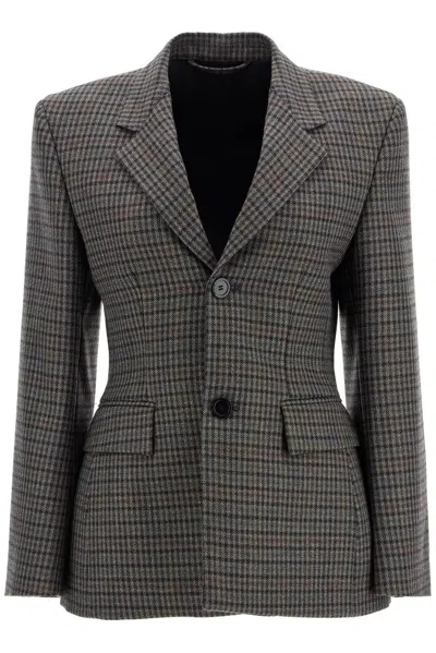 Balenciaga Checkered Cotton Blazer Jacket In Multicolor