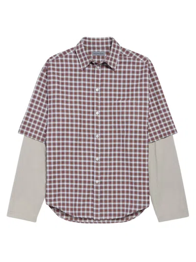 Balenciaga Checkered Design Layered Effect Chest Pocket Button Fastening Shirt In Multi