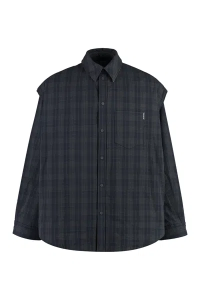 Balenciaga Checkered Design Shirt With Removable Sleeves For Men In Grey