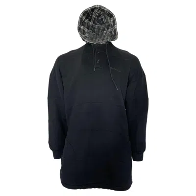 Pre-owned Balenciaga Checkered Hood Oversized Sweatshirt In Black Cotton