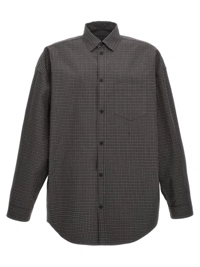 Balenciaga Checkered Overshirt Shirt And Blouse Black In Multi