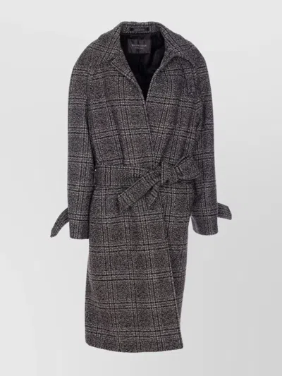 Balenciaga Checkered Pattern One Layer Coat In Gray