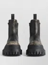 Balenciaga Strike Distressed Leather Chelsea Boots In Black