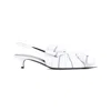 Balenciaga Striped Poplin-trimmed Leather Slingback Pumps In White