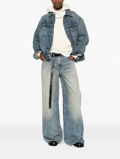 Balenciaga Chest-pocket Denim Jacket In Blue