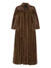 Balenciaga Chevron-pattern Coat In Brown