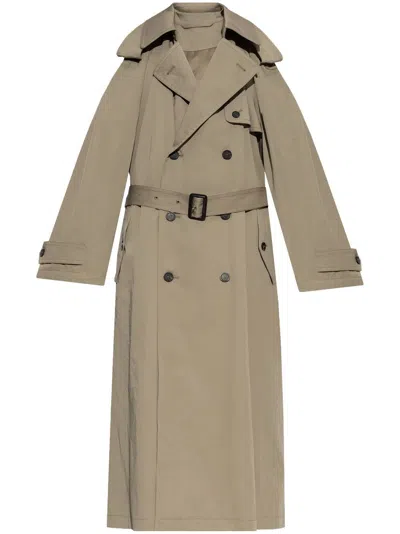 Balenciaga Cappuccino Cotton Trench Suspended Dress In Brown